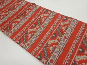 横段に抽象模様織出し全通袋帯